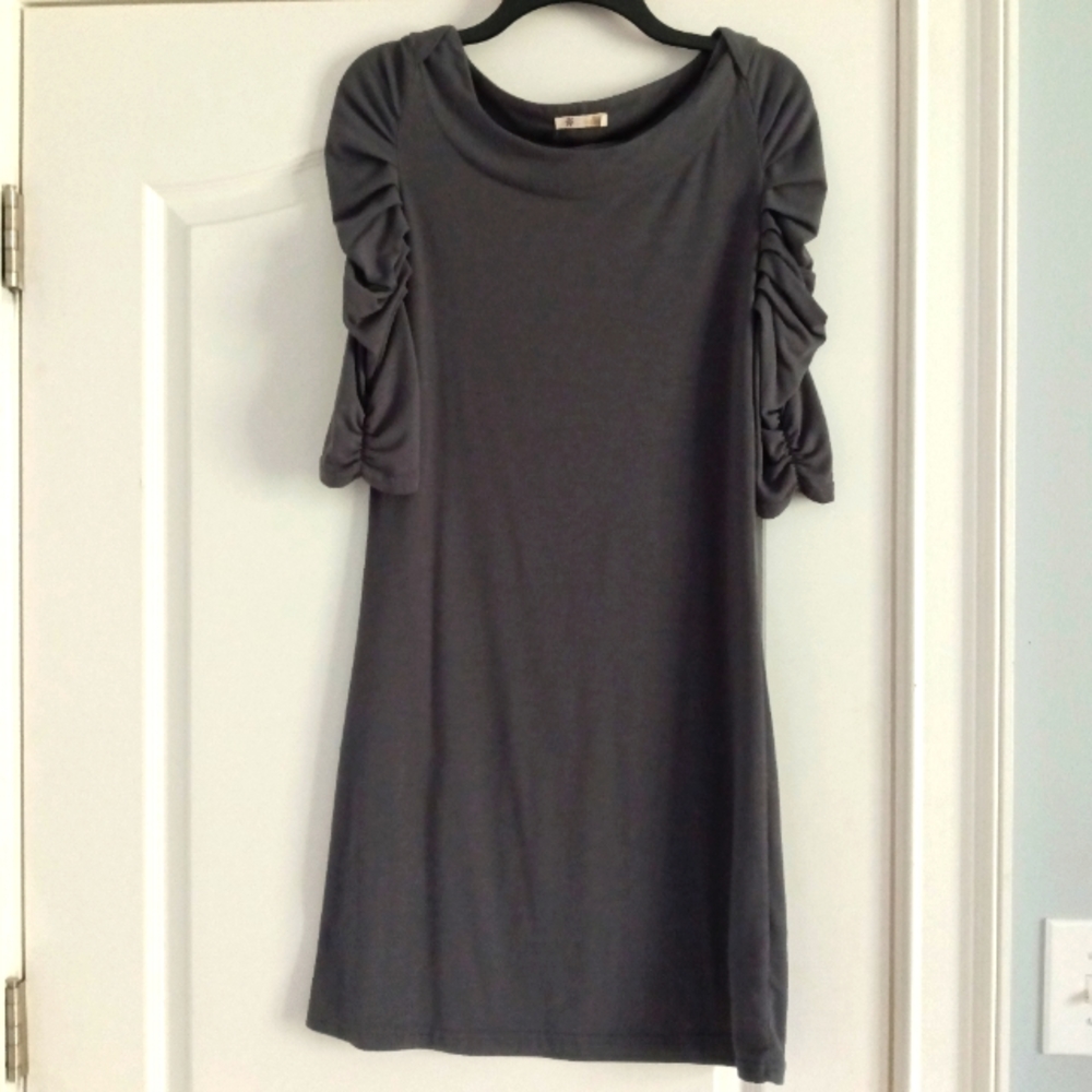 Tulle gray dress with 3/4 sleeves, size small